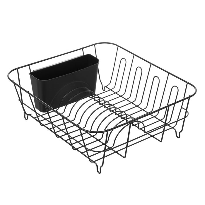 Lemon & Lime WIRE DISH RACK W/ CUTLERY HOLDER 37X33X13.5CM BLACK