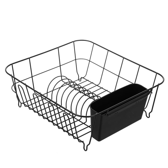 Lemon & Lime WIRE DISH RACK W/ CUTLERY HOLDER 37X33X13.5CM BLACK