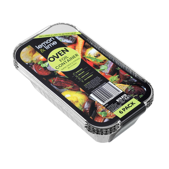 Lemon & Lime FOIL CONTAINER W/ LID 6PK 20X11X5CM SHELF READY PDQ