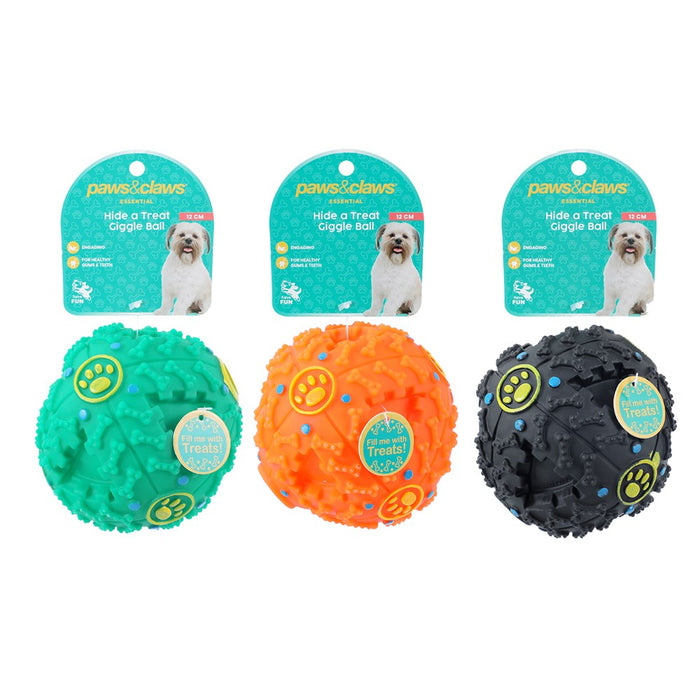 Paws & Claws HIDE A TREAT GIGGLE BALL PET TOY 11CM