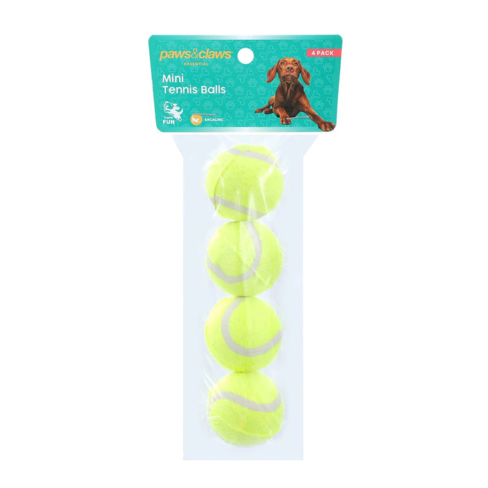 Paws & Claws MINI TENNIS BALL 4PK 4.5CM COLOURS