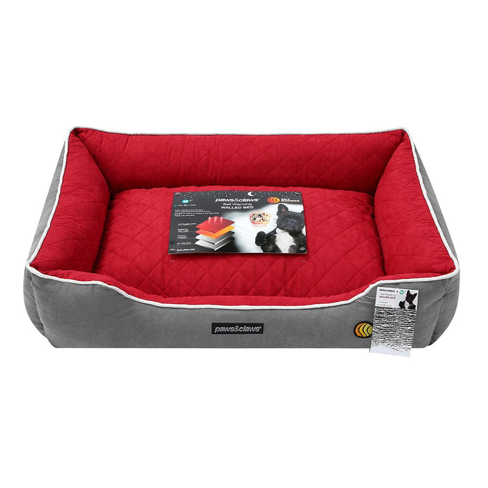 Paws & Claws SELF WARMING WALLED BED RED 70X50X17CM MEDIUM
