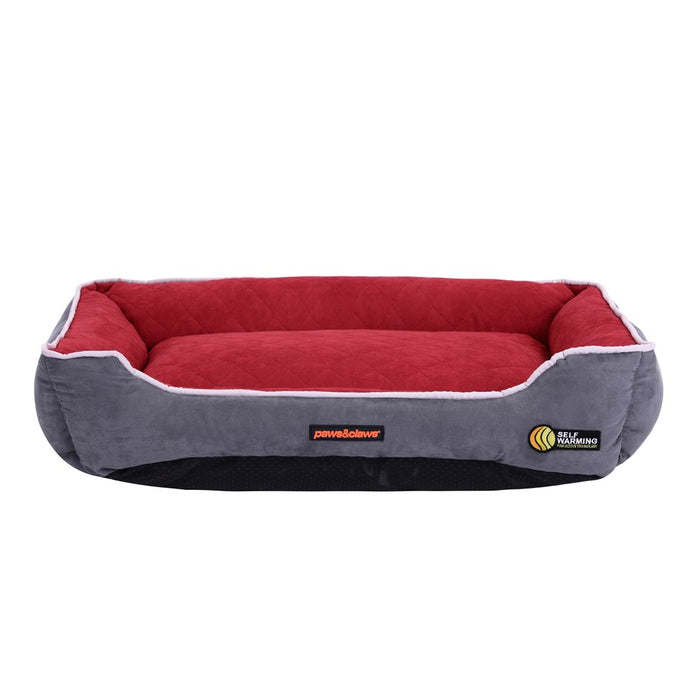 Paws & Claws SELF WARMING WALLED BED RED 70X50X17CM MEDIUM