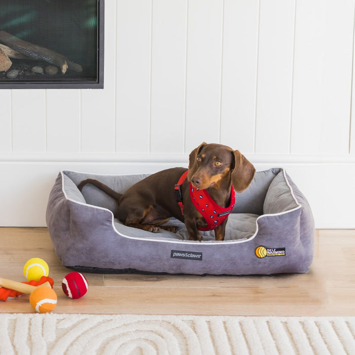 Paws & Claws SELF WARMING WALLED BED GREY 70X50X17CM MEDIUM