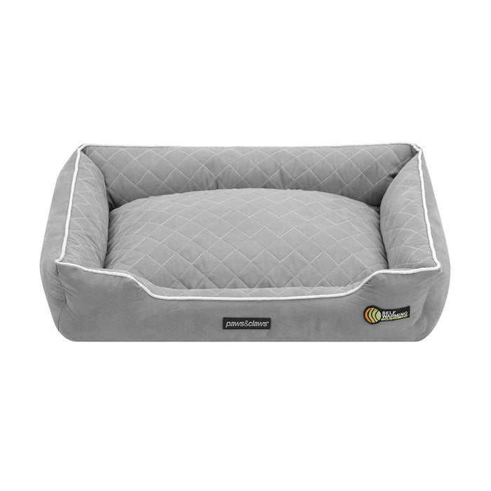 Paws & Claws SELF WARMING WALLED BED GREY 70X50X17CM MEDIUM