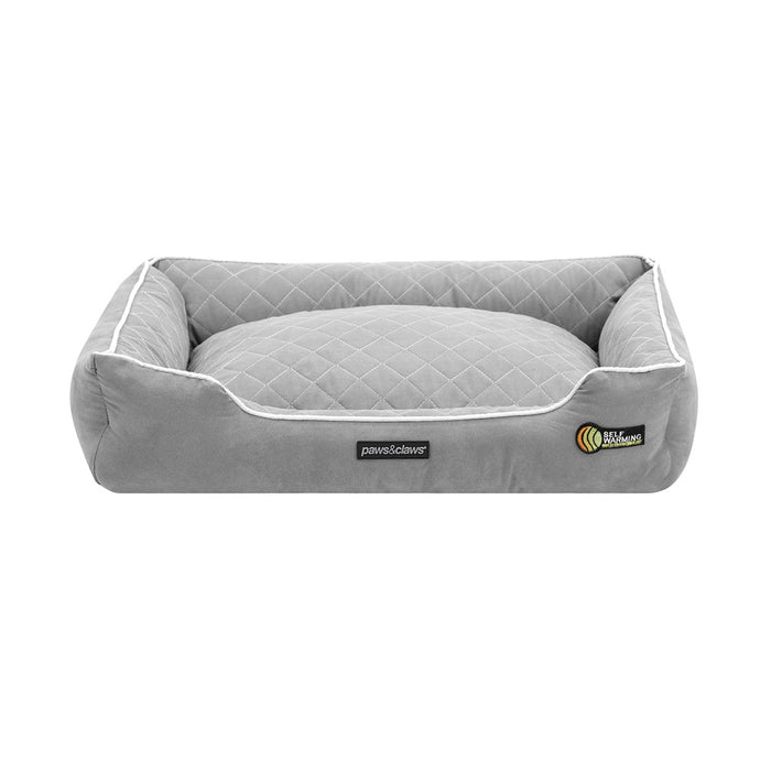 Paws & Claws SELF WARMING WALLED BED GREY 70X50X17CM MEDIUM