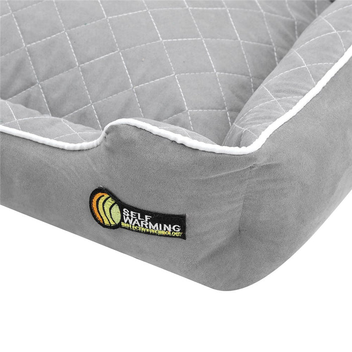 Paws & Claws SELF WARMING WALLED BED GREY 70X50X17CM MEDIUM