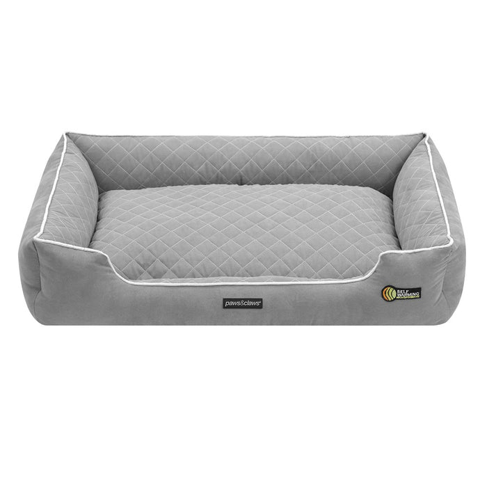 Paws & Claws SELF WARMING WALLED BED GREY 90X60X22CM LARGE