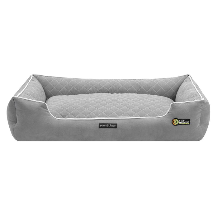 Paws & Claws SELF WARMING WALLED BED GREY 90X60X22CM LARGE