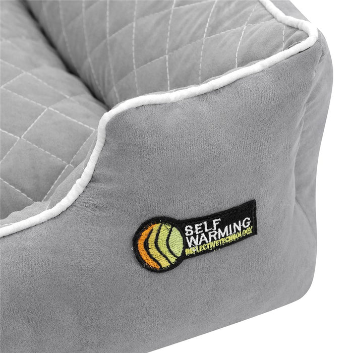Paws & Claws SELF WARMING WALLED BED GREY 90X60X22CM LARGE