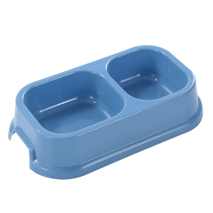Paws & Claws PET ESSENTIALS DUAL PET BOWL SMALL SQ 24.5X14.5X5.5CM GREY BLUE AQUA