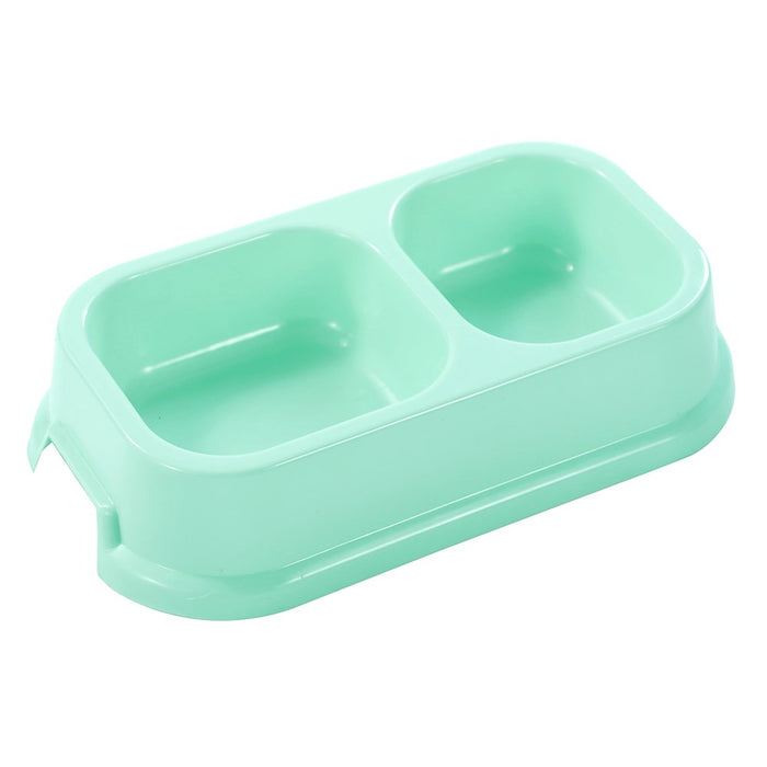 Paws & Claws PET ESSENTIALS DUAL PET BOWL SMALL SQ 24.5X14.5X5.5CM GREY BLUE AQUA