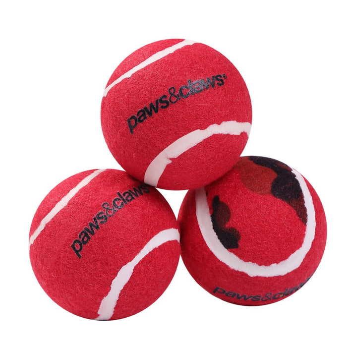 Paws & Claws TENNIS BALLS 3PK 6CM COLOURS + CAMO PRINT