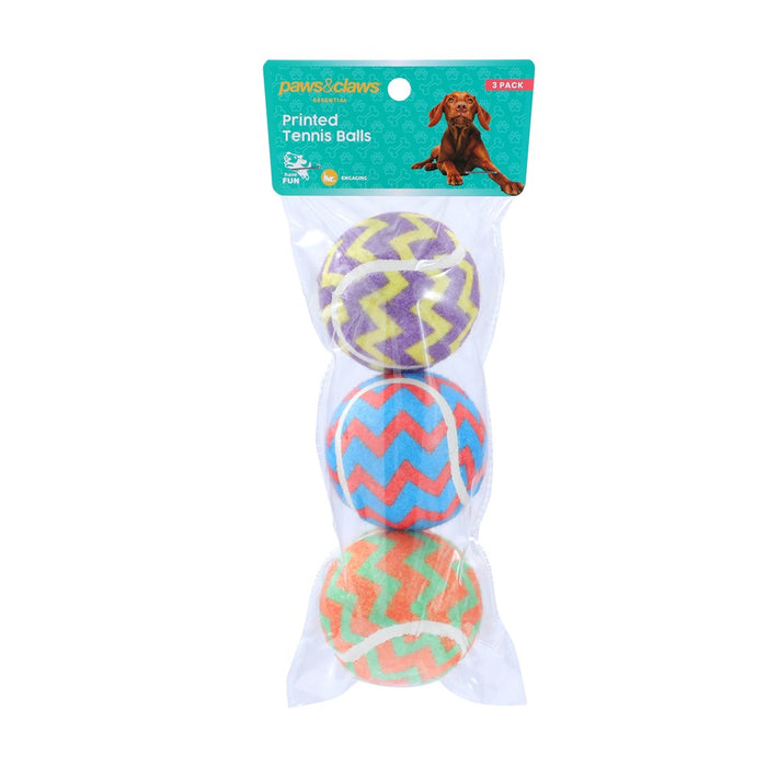 Paws & Claws TENNIS BALLS 3PK 6CM PRINTED