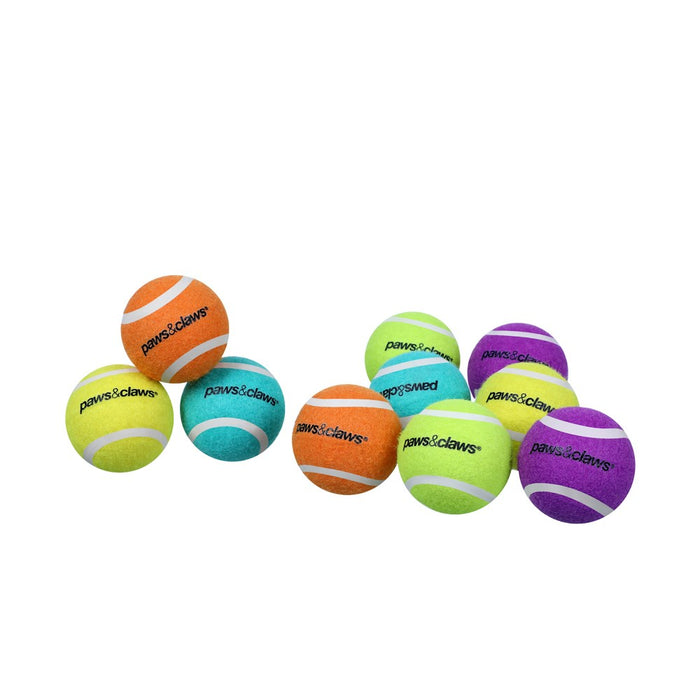 Paws & Claws TENNIS BALLS 8PK 6CM COLOURS SOLID