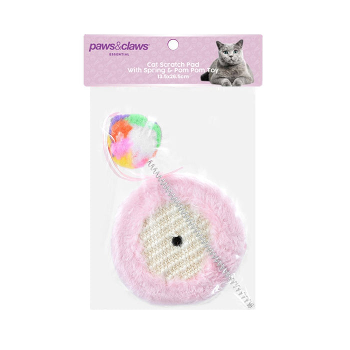Paws & Claws CAT SCRATCHER PAD WITH SPRING POM POM TOY 13.5X26.5CM