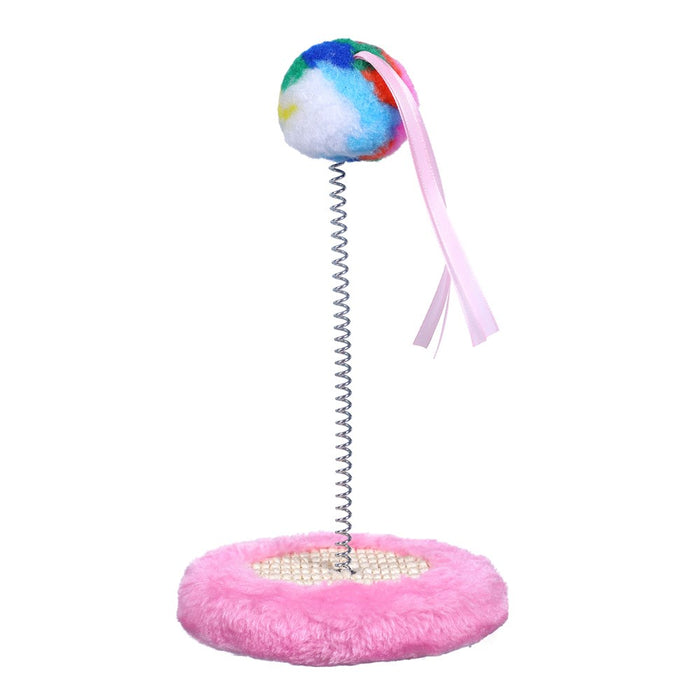 Paws & Claws CAT SCRATCHER PAD WITH SPRING POM POM TOY 13.5X26.5CM