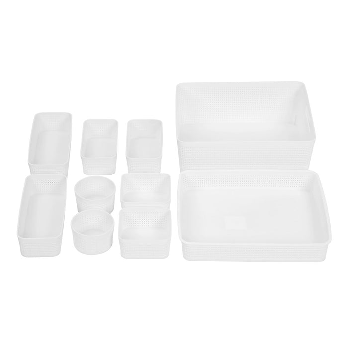 Boxsweden Ivy Weave Basket 10Pc Home Organisation Set White