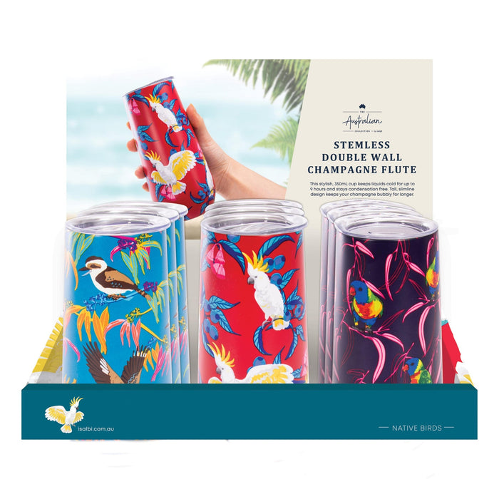 The Australian Collection Stemless Collection Stemless Double Wall Champagne Flute - Birds
