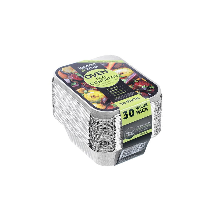 Lemon & Lime FOIL CONTAINER W/ LID 30PK 14X12X4.5CM SHELF READY PDQ