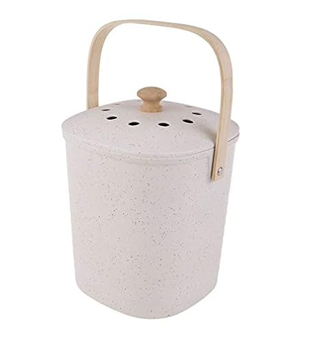 SQUARE BAMBOO FIBRE COMPOST BIN 3.8L WHITE