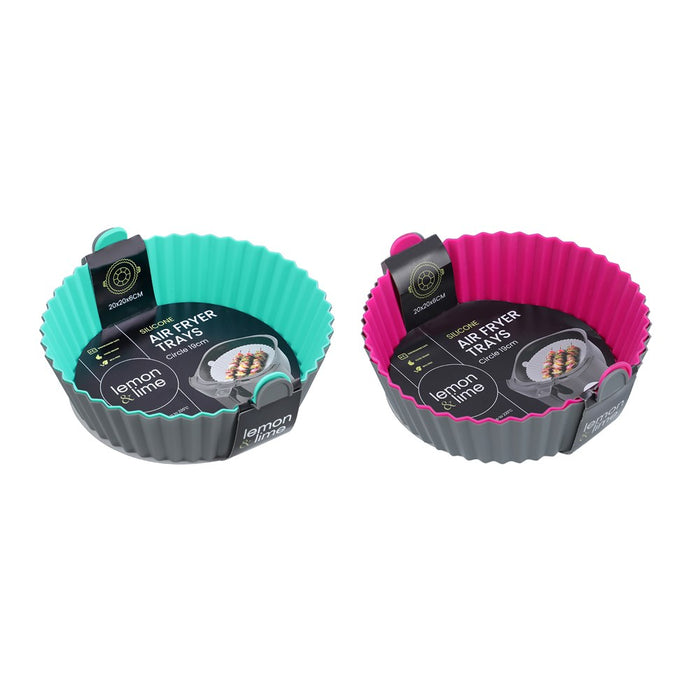Lemon & Lime SILICONE AIR FRYER TRAY 2PK ROUND 20X20X6CM