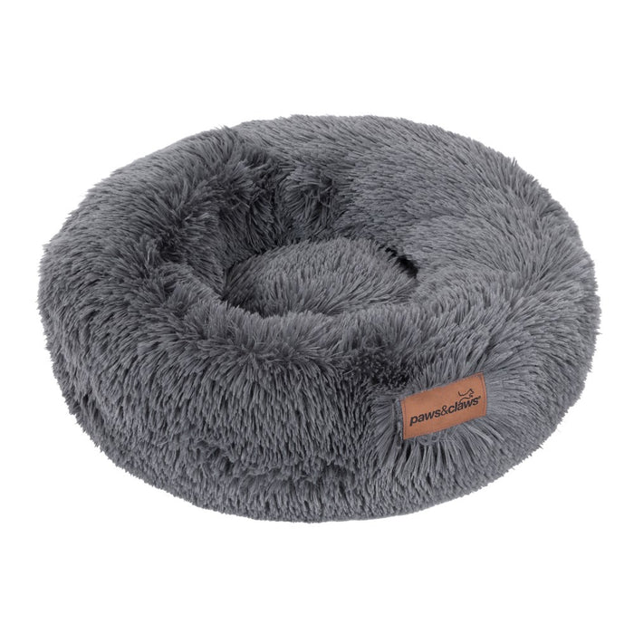 Paws & Claws CALMING PLUSH BED GREY SMALL 50X50X19CM