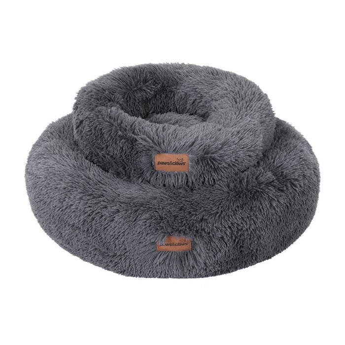 Paws & Claws CALMING PLUSH BED GREY SMALL 50X50X19CM