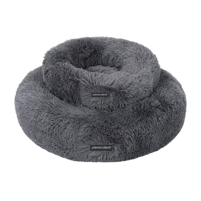 Paws & Claws CALMING PLUSH BED GREY LARGE 70X70X21CM