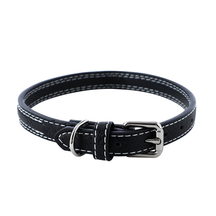 Paws & Claws LEATHER LOOK PADDED DOG COLLAR W/ STITCH DETAIL SML COLS 30-45X1.5CM