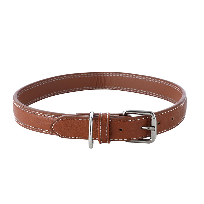 Paws & Claws LEATHER LOOK PADDED DOG COLLAR W/ STITCH DETAIL LGE COLS 45-65X2.5CM