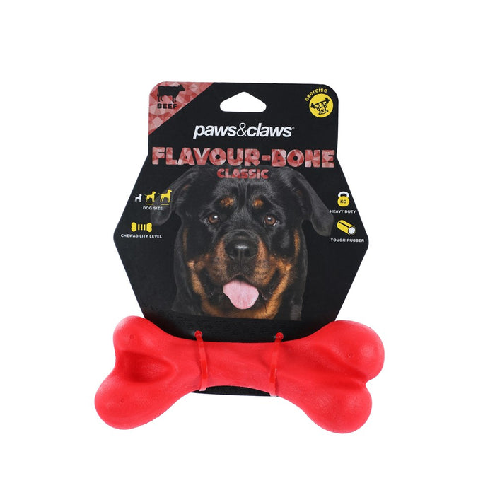 Paws & Claws FLAVOUR-BONE CLASSIC BONE BEEF FLAVOURED RUBBER TOY 18X7CM