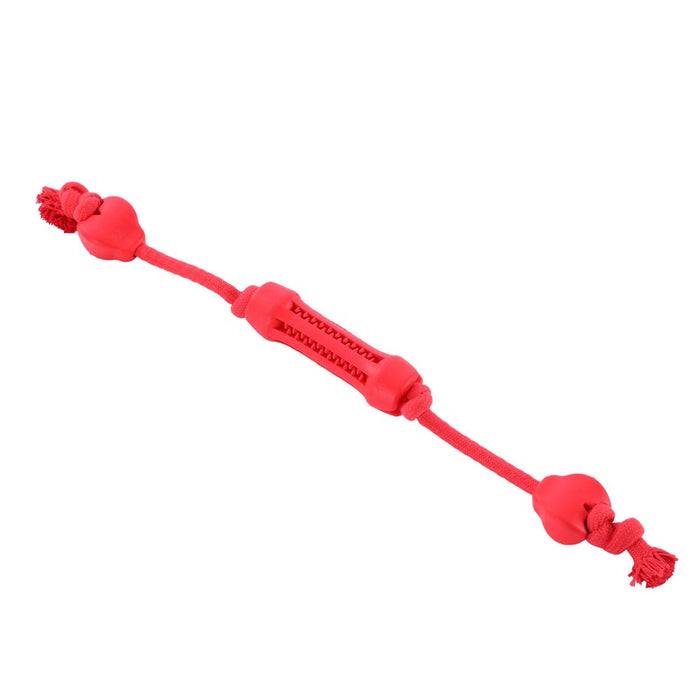Paws & Claws FLAVOUR-BONE DOUBLE TUGGER BEEF FLAVOURED RUBBER TOY 65X5CM