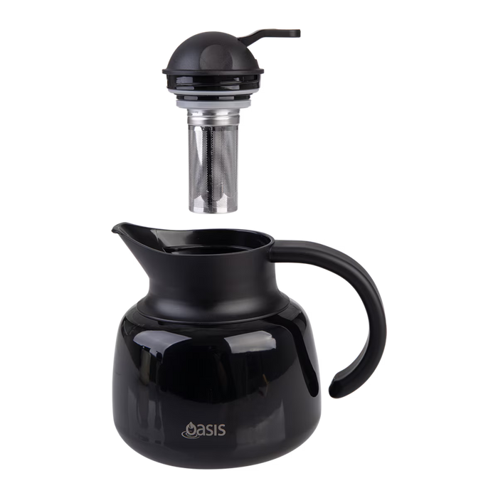 S/S D/WALL INS. TEA POT W/ STRAINER 750ML BLACK
