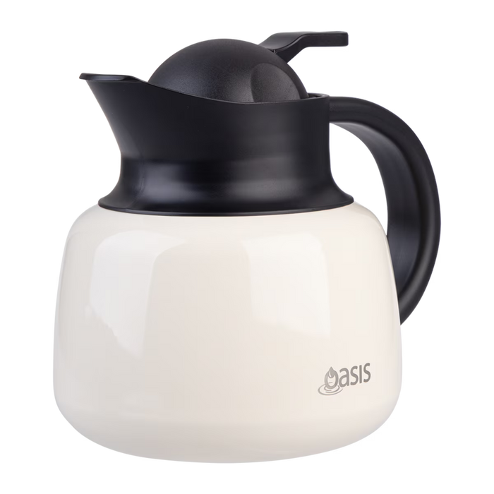 S/S D/WALL INS. TEA POT W/ STRAINER 750ML IVORY