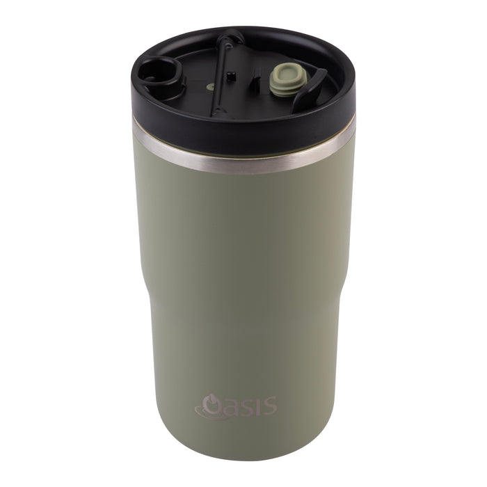 Oasis CERAMIC LINED S/S D/WALL INS. TRAVEL MUG 480ML OLIVE GREEN