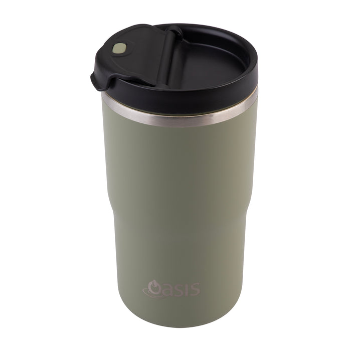 Oasis CERAMIC LINED S/S D/WALL INS. TRAVEL MUG 480ML OLIVE GREEN
