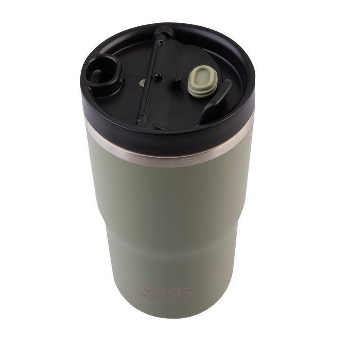 Oasis CERAMIC LINED S/S D/WALL INS. TRAVEL MUG 480ML OLIVE GREEN