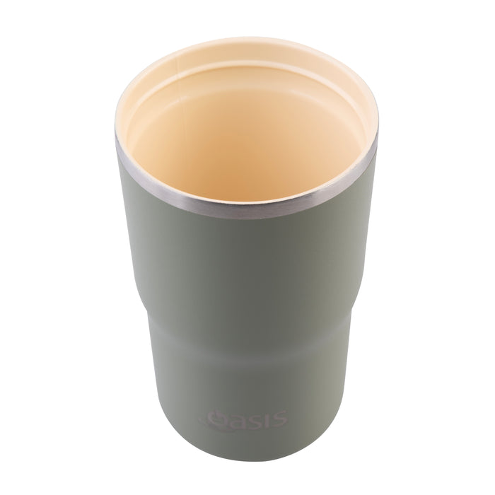 Oasis CERAMIC LINED S/S D/WALL INS. TRAVEL MUG 480ML OLIVE GREEN