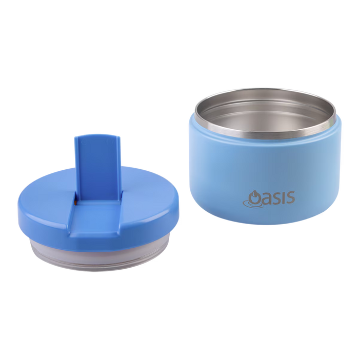 S/S D/WALL INS. FOOD FLASK W/QUICK RELEASE LID 300ML BLUE