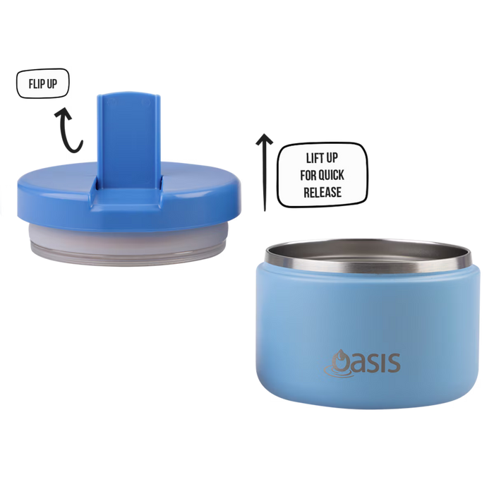 S/S D/WALL INS. FOOD FLASK W/QUICK RELEASE LID 300ML BLUE