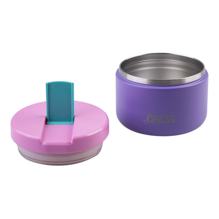 S/S D/WALL INS. FOOD FLASK W/QUICK RELEASE LID 300ML MERMAID PURPLE