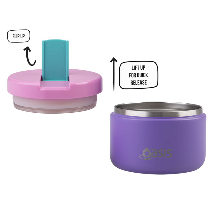 S/S D/WALL INS. FOOD FLASK W/QUICK RELEASE LID 300ML MERMAID PURPLE