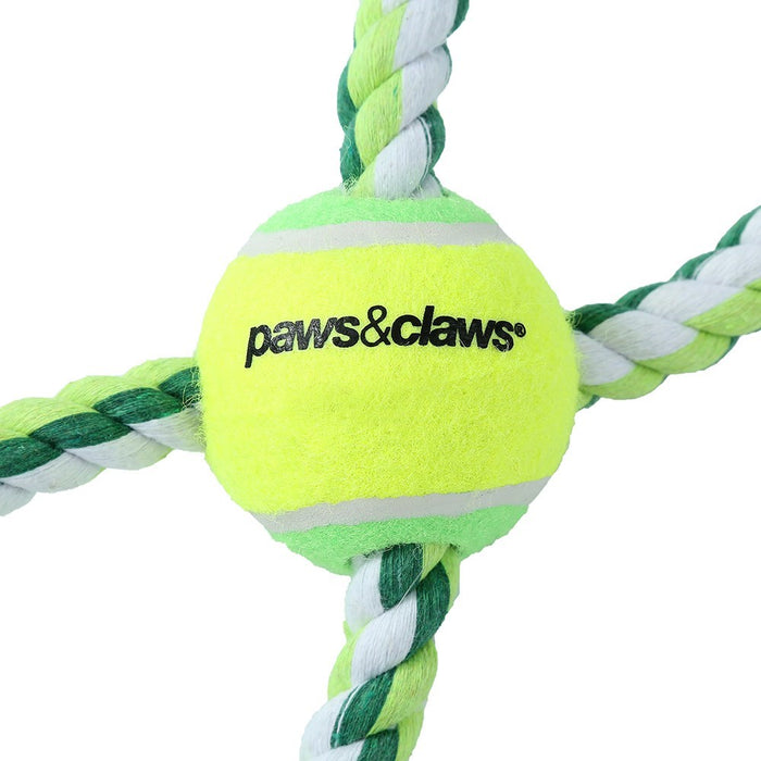 Paws & Claws ROPE & TENNIS BALL TUGGER STYLES, 2 COLOURS 29X1CM 163G