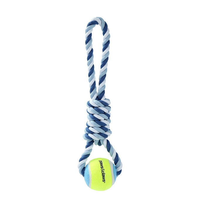 Paws & Claws ROPE & TENNIS BALL TUGGER STYLES, 2 COLOURS 29X1CM 163G