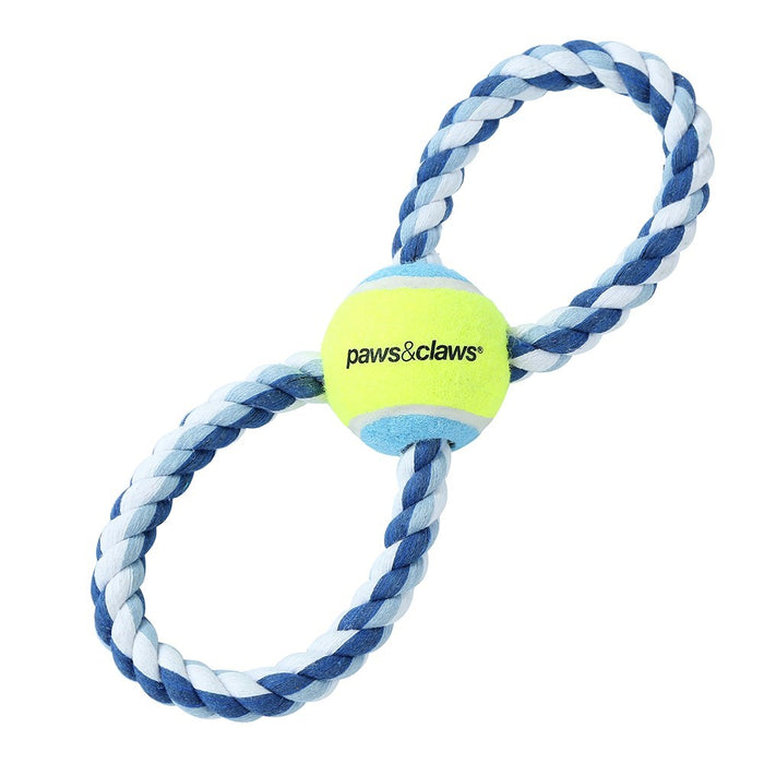 Paws & Claws ROPE & TENNIS BALL TUGGER STYLES, 2 COLOURS 29X1CM 163G