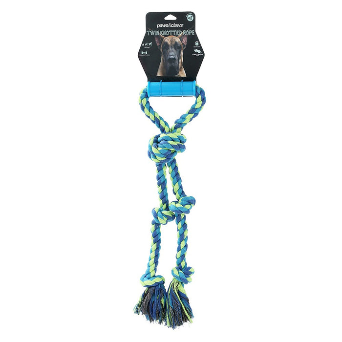 Paws & Claws TWIN KNOTTED ROPE TUGGER TOY W/ HANDLE 50X2.5CM 523G