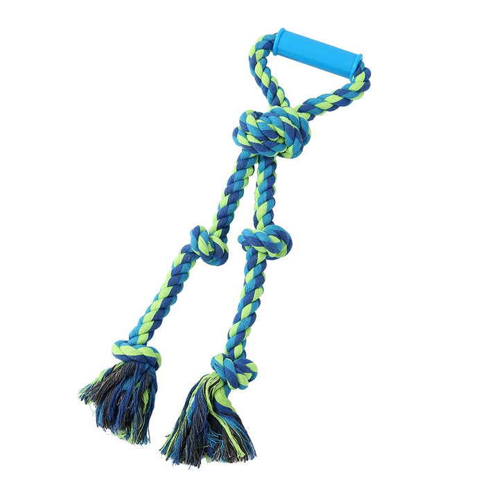 Paws & Claws TWIN KNOTTED ROPE TUGGER TOY W/ HANDLE 50X2.5CM 523G