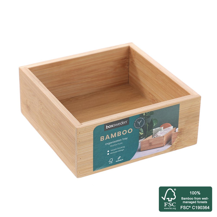 Boxsweden Organisation Tray 15X15X7Cm Bamboo *Fsc100% Scs-Coc-009941