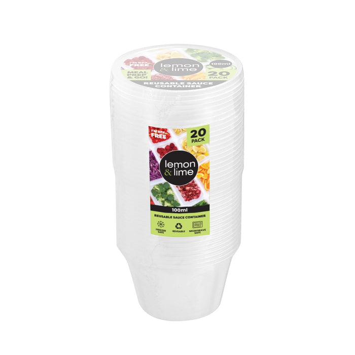 Lemon & Lime REUSABLE SAUCE CONTAINER 100ML 20PK